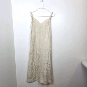 Hirsch & Timber Cream Linen Cotton‎ Blend Cottagecore Midi Dress Size Small